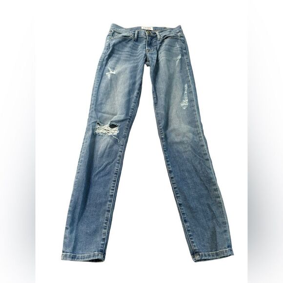 Beautifully distressed Frame Le skinny de Jenne light wash sz 0/25 - Picture 1 of 7